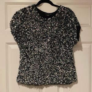 Zara Knit Sequin Short Sleeved Top - size M